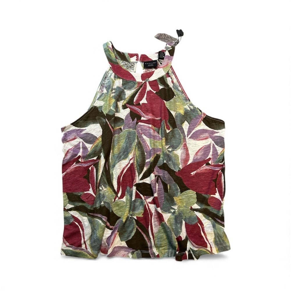 Tahari sleeveless linen Floral Print Halter Top nwt, 019
